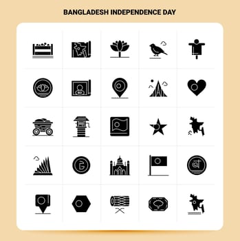 Solid 25 Bangladesh Independence Day Icon set Vector Glyph Style Design Black Icons Set Web and Mobile Business ideas design Vector Illustration
