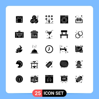 Set of 25 Vector Solid Glyphs on Grid for test tubes blood paper website optimization Editable Vector Design Elements