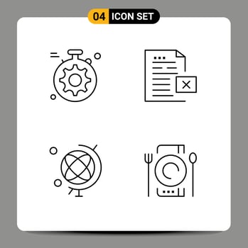 Pictogram Set of 4 Simple Filledline Flat Colors of server geography data file cafe Editable Vector Design Elements