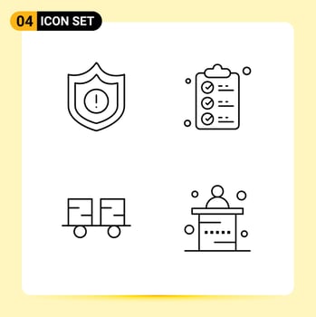 4 Thematic Vector Filledline Flat Colors and Editable Symbols of guard forklift check list mark lift truck Editable Vector Design Elements