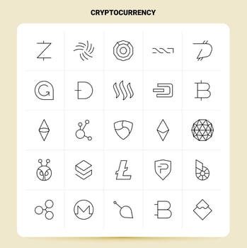 OutLine 25 Cryptocurrency Icon set Vector Line Style Design Black Icons Set Linear pictogram pack Web and Mobile Business ideas design Vector Illustration