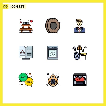 9 Filledline Flat Color concept for Websites Mobile and Apps oven report boss test mr Editable Vector Design Elements