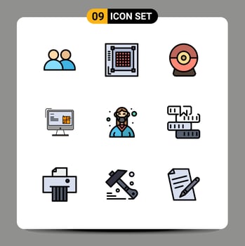 9 Universal Filledline Flat Color Signs Symbols of doctor lcd website repair computer Editable Vector Design Elements