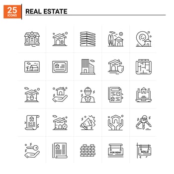 25 Real Estate icon set. vector background