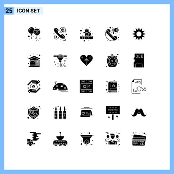 Solid Glyph Pack of 25 Universal Symbols of marketing call call announcement game Editable Vector Design Elements