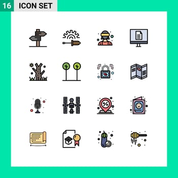 16 Flat Color Filled Line concept for Websites Mobile and Apps halloween online avatar internet business Editable Creative Vector Design Elements