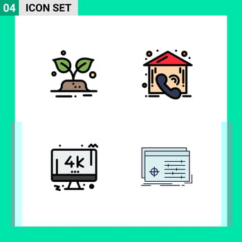 4 Filledline Flat Color concept for Websites Mobile and Apps green screen save estate pc Editable Vector Design Elements