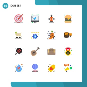 Set of 16 Vector Flat Colors on Grid for retail food chess fast food poker Editable Pack of Creative Vector Design Elements