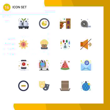 16 Universal Flat Colors Set for Web and Mobile Applications ruler angle pie measurement firewall Editable Pack of Creative Vector Design Elements