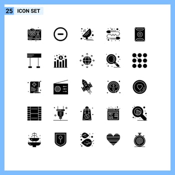 Stock Vector Icon Pack of 25 Line Signs and Symbols for field gossip radar direct buzz Editable Vector Design Elements