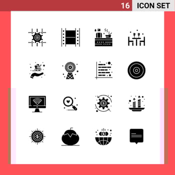 16 Universal Solid Glyphs Set for Web and Mobile Applications buy love hot romantic dinner Editable Vector Design Elements