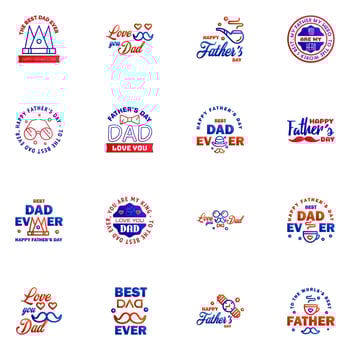Happy Fathers Day Appreciation Vector Text Banner 16 Blue and red Background for Posters Flyers Marketing Greeting Cards Editable Vector Design Elements