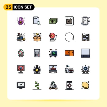 25 Creative Icons Modern Signs and Symbols of mobile healthcare money health luggage Editable Vector Design Elements