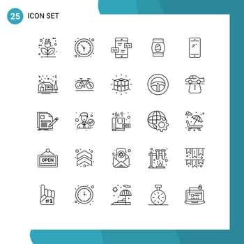 Set of 25 Commercial Lines pack for phone easter wall watch bottle mobile Editable Vector Design Elements