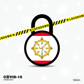Sikkim Lock DOwn Lock Coronavirus pandemic awareness Template COVID19 Lock Down Design vector