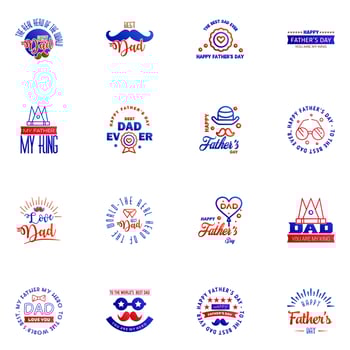 Happy Fathers Day Appreciation Vector Text Banner 16 Blue and red Background for Posters Flyers Marketing Greeting Cards Editable Vector Design Elements