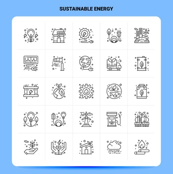 OutLine 25 Sustainable Energy Icon set Vector Line Style Design Black Icons Set Linear pictogram pack Web and Mobile Business ideas design Vector Illustration