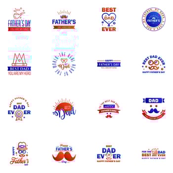 Happy Fathers Day Appreciation Vector Text Banner 16 Blue and red Background for Posters Flyers Marketing Greeting Cards Editable Vector Design Elements