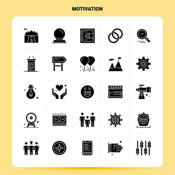 Solid 25 Motivation Icon set Vector Glyph Style Design Black Icons Set Web and Mobile Business ideas design Vector Illustration