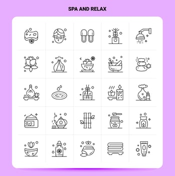 OutLine 25 Spa And Relax Icon set Vector Line Style Design Black Icons Set Linear pictogram pack Web and Mobile Business ideas design Vector Illustration