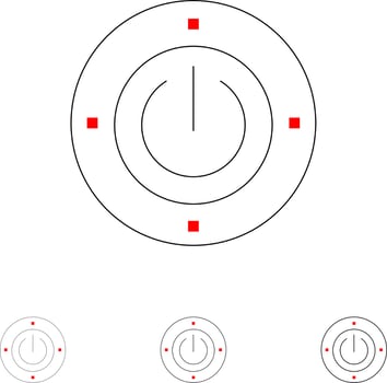 Electricity Energy Power Computing Bold and thin black line icon set vector