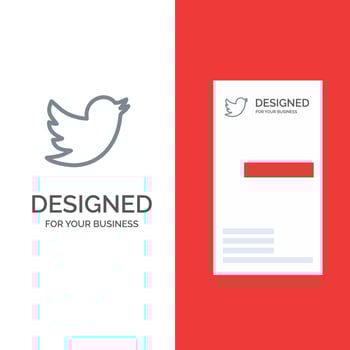 Network Social Twitter Grey Logo Design and Business Card Template vector