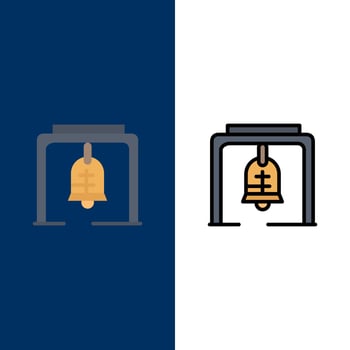 Alert Bell Christmas Bell Church Bell  Icons Flat and Line Filled Icon Set Vector Blue Background