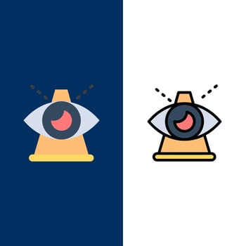 Business Eye Modern Of Providence  Icons Flat and Line Filled Icon Set Vector Blue Background