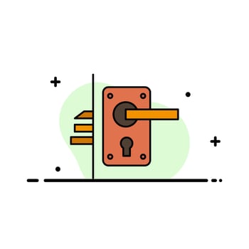 Lock Door Handle Keyhole Home  Business Flat Line Filled Icon Vector Banner Template