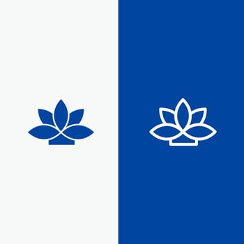 Flower India Lotus Plant Line and Glyph Solid icon Blue banner Line and Glyph Solid icon Blue banner vector