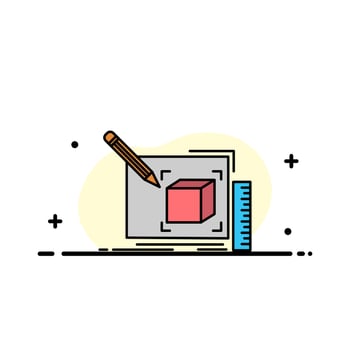 Drawing Art Sketch Line Pencil  Business Flat Line Filled Icon Vector Banner Template