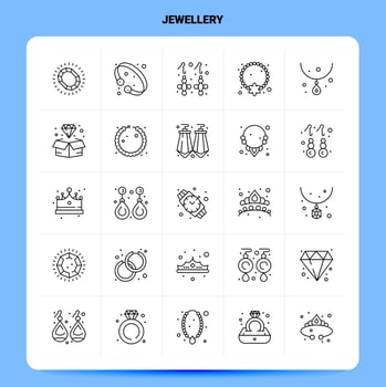 OutLine 25 Jewellery Icon set Vector Line Style Design Black Icons Set Linear pictogram pack Web and Mobile Business ideas design Vector Illustration