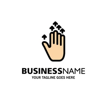 Gesture Hand arrow Up Business Logo Template Flat Color vector