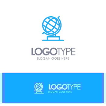 World Office Globe Web Blue Logo Line Style vector