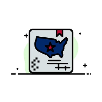 American Flag Map World  Business Flat Line Filled Icon Vector Banner Template