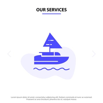 Our Services Boat Ship Indian Country Solid Glyph Icon Web card Template vector