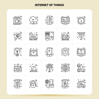 OutLine 25 Internet Of Things Icon set Vector Line Style Design Black Icons Set Linear pictogram pack Web and Mobile Business ideas design Vector Illustration