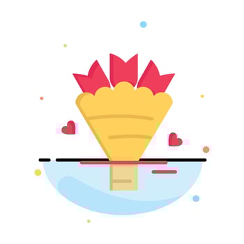 Beauty Bouquet Flowers Wedding Abstract Flat Color Icon Template vector