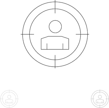Focus Target Audience Targeting  Bold and thin black line icon set vector