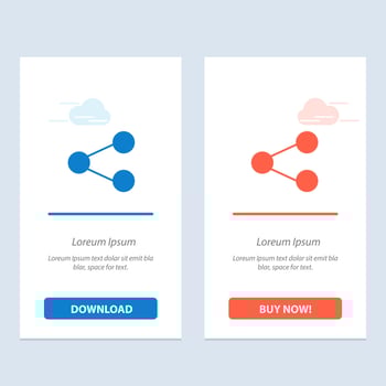 Media Share Social Sharing  Blue and Red Download and Buy Now web Widget Card Template vector