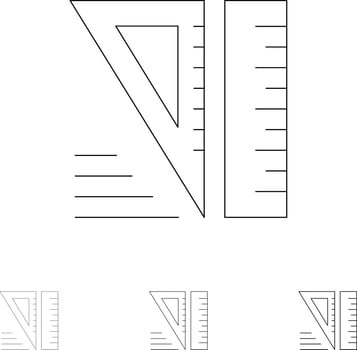 Education Geometrical Tools Bold and thin black line icon set vector