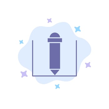 Pencil Text Education Blue Icon on Abstract Cloud Background vector