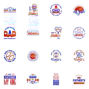 happy fathers day 16 Blue and red text design Vector calligraphy Typography poster Usable as background Editable Vector Design Elements