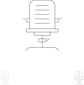Armchair Arm Business Chair Furniture Office Bold and thin black line icon set vector