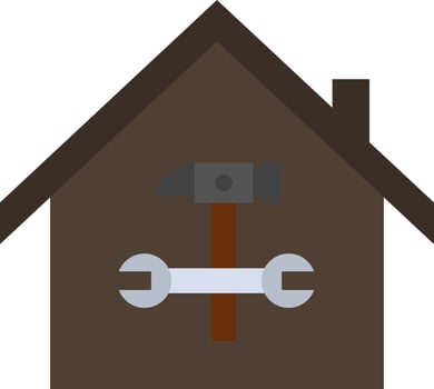 Home Building Construction Repair Hammer Wrench  Flat Color Icon Vector icon banner Template