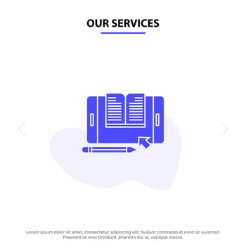 Our Services Application File Smartphone Tablet Transfer Solid Glyph Icon Web card Template vector