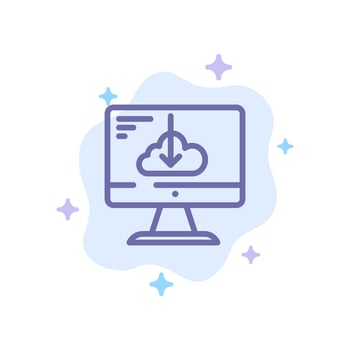 Cloud Download Driver Install Installation Blue Icon on Abstract Cloud Background vector
