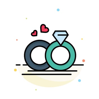 Ring Marriage Wedding Love Abstract Flat Color Icon Template vector