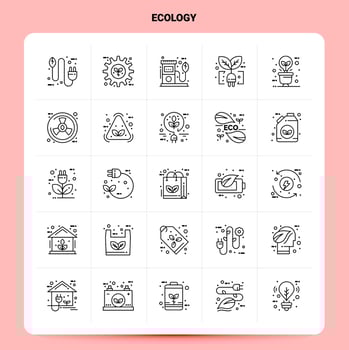 OutLine 25 Ecology Icon set Vector Line Style Design Black Icons Set Linear pictogram pack Web and Mobile Business ideas design Vector Illustration