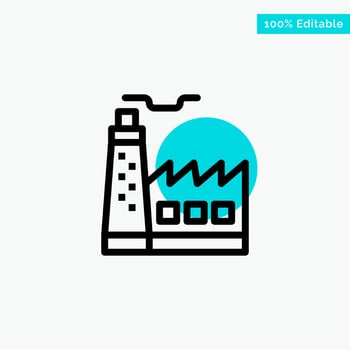 Building Factory Construction Industry turquoise highlight circle point Vector icon